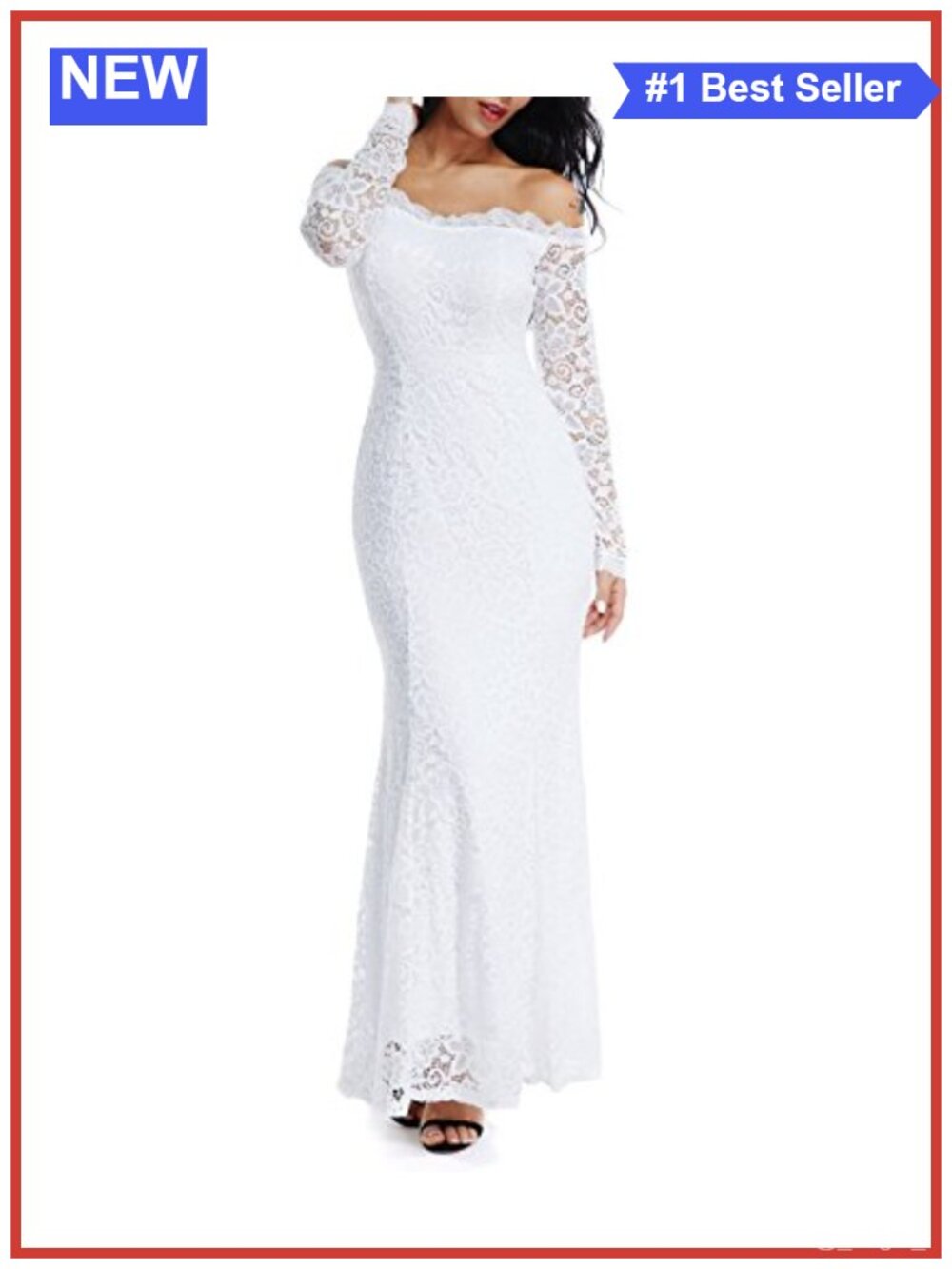 Lace Mermaid Wedding Dress Off Shoulder Long Sleeve Maxi